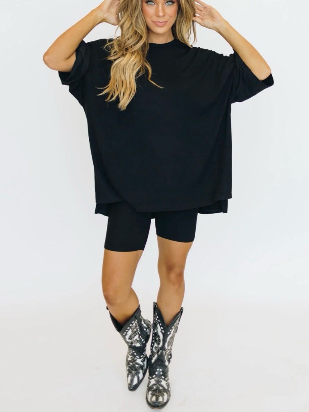 Relaxed Black High-Low Tunic Top